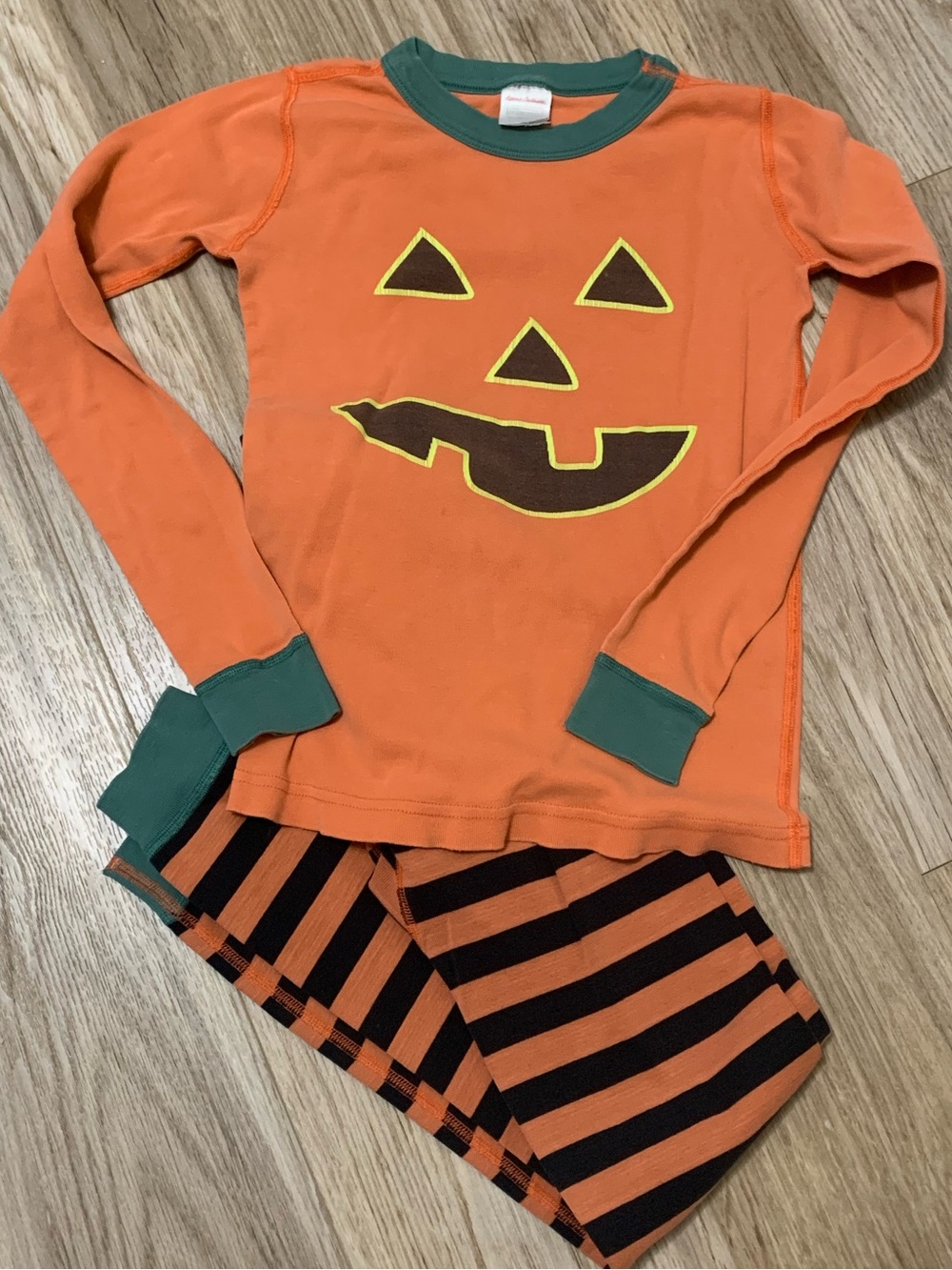 Hanna Andersson Pumpkin Jack O Lantern Stripe Pajamas Set Boys 10